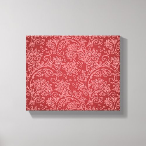 Red Paisley Damask Designer Floral Classic Canvas Print