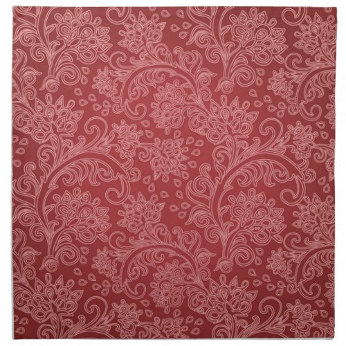 Red Paisley Damask Designer Floral Classic Cloth Napkin