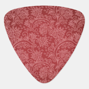 Red Paisley Damask Designer Floral Classic Guitar Pick