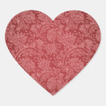 Red Paisley Damask Designer Floral Classic Heart Sticker