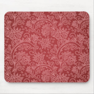 Red Paisley Damask Designer Floral Classic Mouse Pad