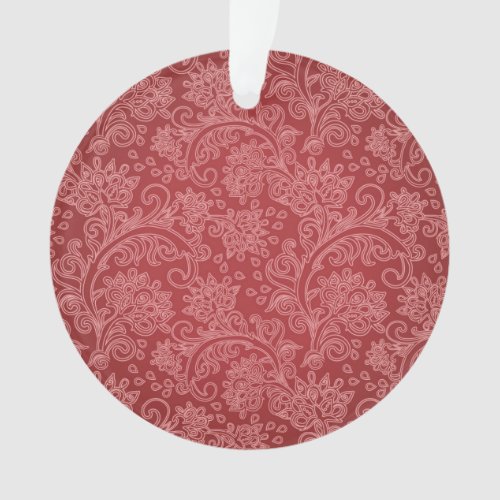 Red Paisley Damask Designer Floral Classic Ornament