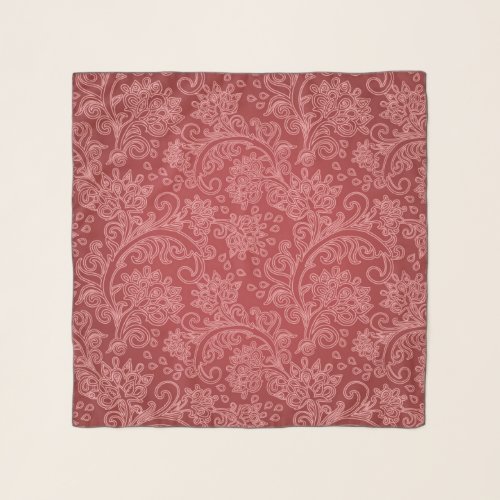 Red Paisley Damask Designer Floral Classic Scarf
