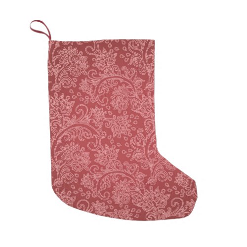 Red Paisley Damask Designer Floral Classic Small Christmas Stocking