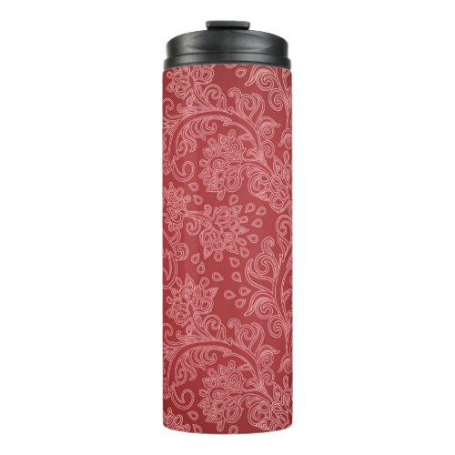 Red Paisley Damask Designer Floral Classic Thermal Tumbler