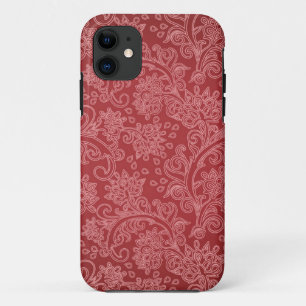 Red Paisley Damask Designer Floral Vintage Classic iPhone 11 Case