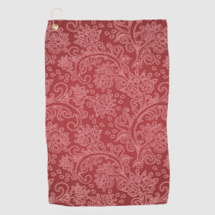 Red Paisley Damask Designer Floral Vintage Classic Golf Towel