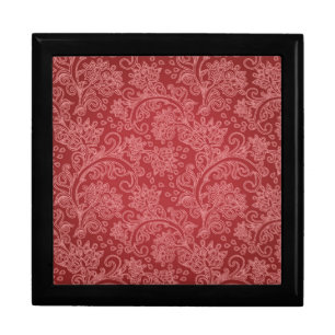 Red Paisley Damask Designer Floral Vintage Classic Keepsake Box