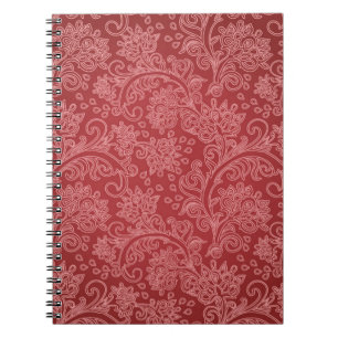 Red Paisley Damask Designer Floral Vintage Classic Notebook