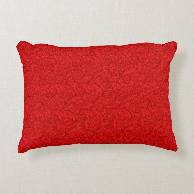 Red Paisley Decorative Pillow (Front)
