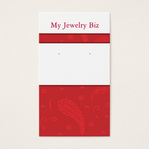 Customizable Red Paisley Earring Cards Business Cards