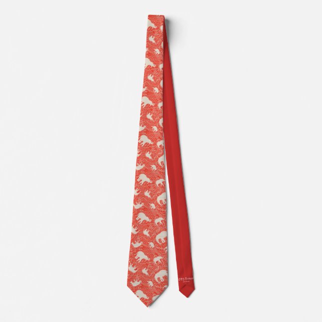 Red Paisley Elephant Tie (Front)