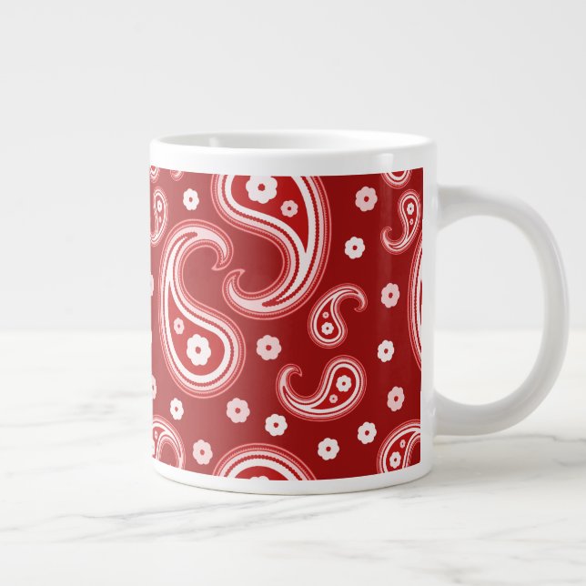 Red Paisley Giant Coffee Mug (Right)