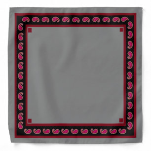 Red Paisley Gray Bandana