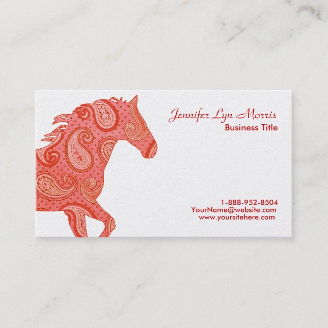 Red Paisley Horse Business Card (Front)