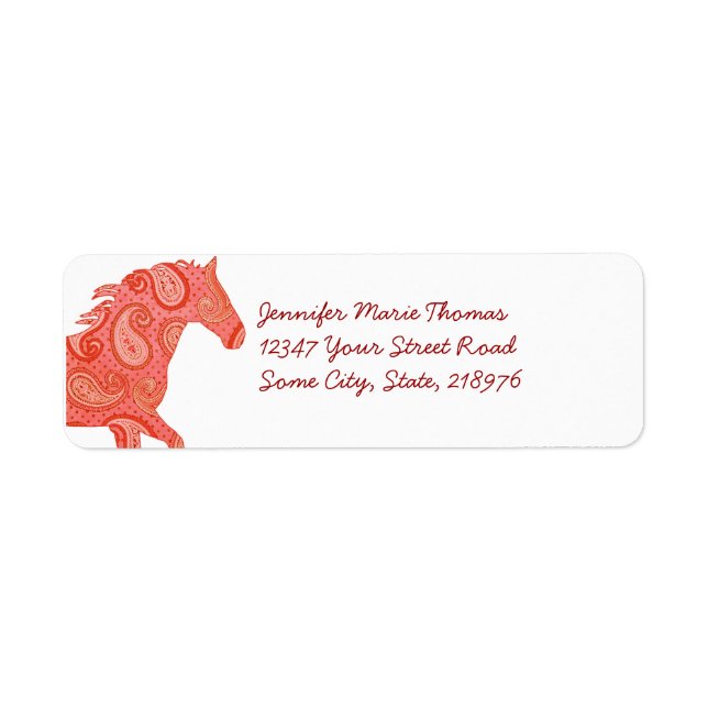 Red Paisley Horse Label (Front)