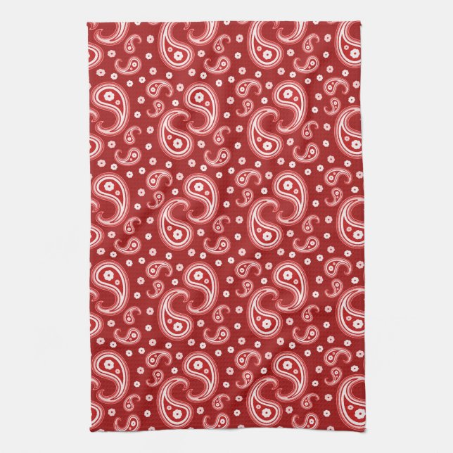 Red Paisley Kitchen Towel (Vertical)