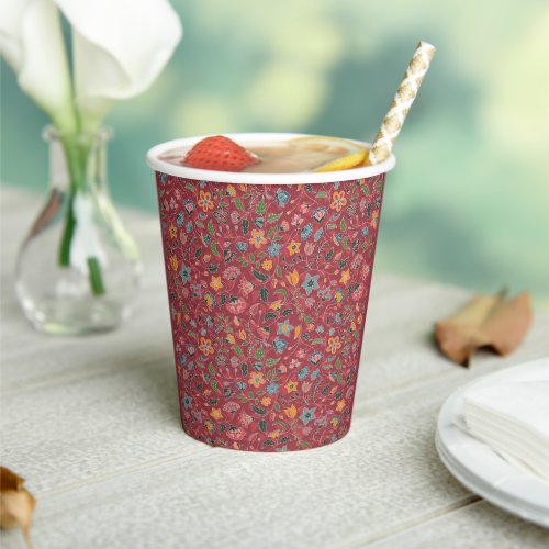 Red Paisley Paper Cup