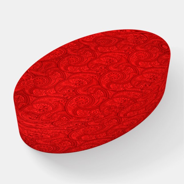 Red Paisley Paperweight (Angled)