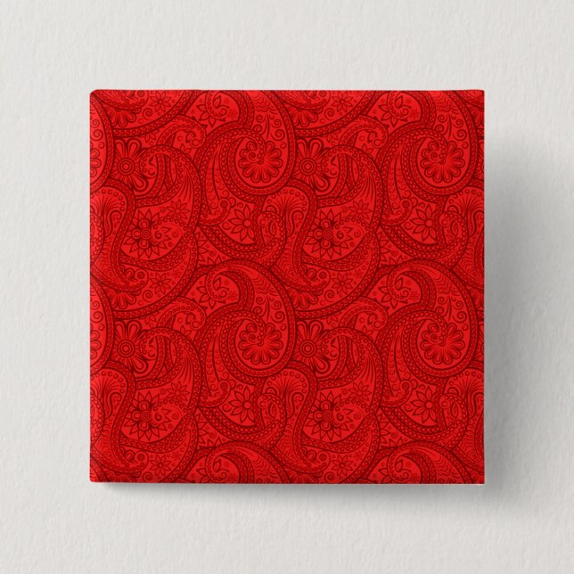 Red Paisley Pinback Button (Front)