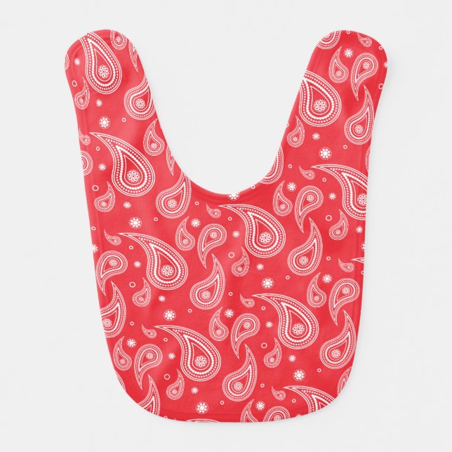 Red Paisley Print Bib (Front)