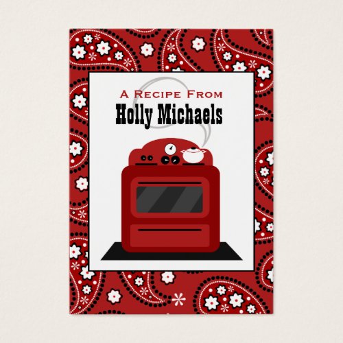 Red Paisley &amp; Retro Stove Recipe Cards Business Cards