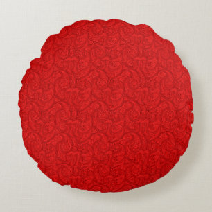 Red Paisley Round Pillow