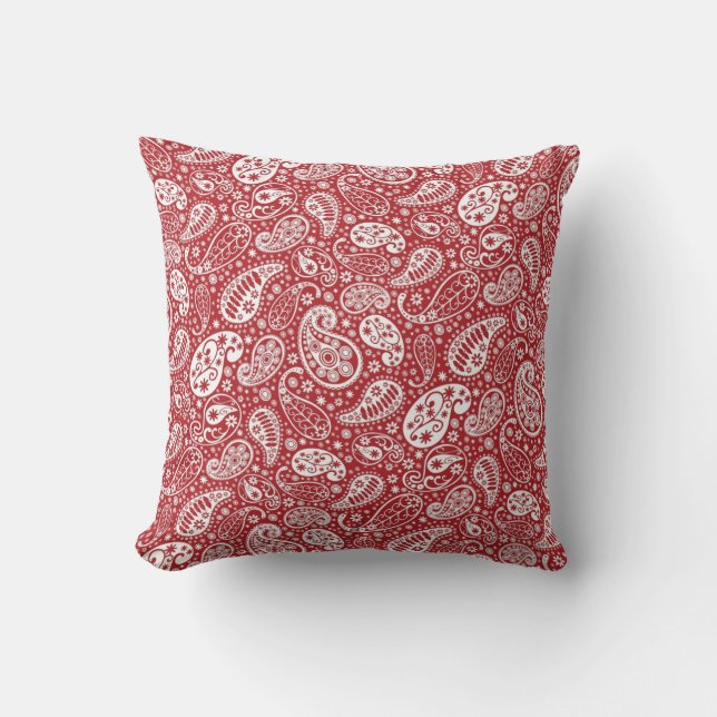 "Red Paisley Throw Pillow" Pillow (Front)