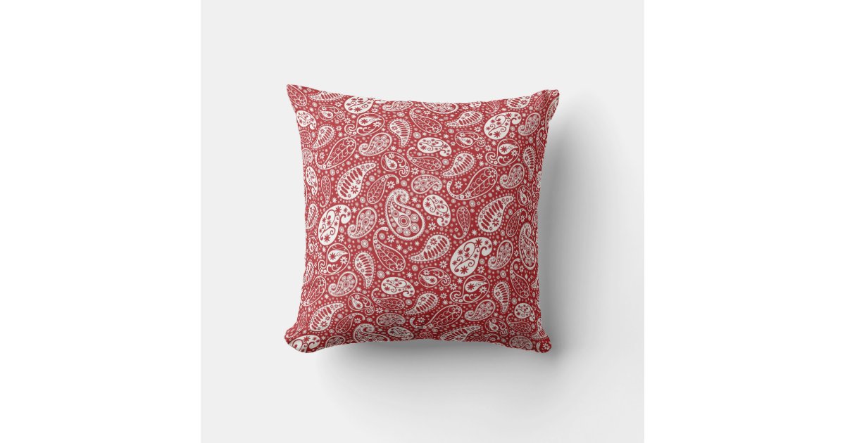 "Red Paisley Throw Pillow" Throw Pillow Zazzle