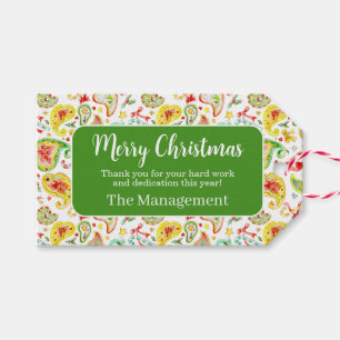 Red paisley watercolor Christmas business Gift Tags