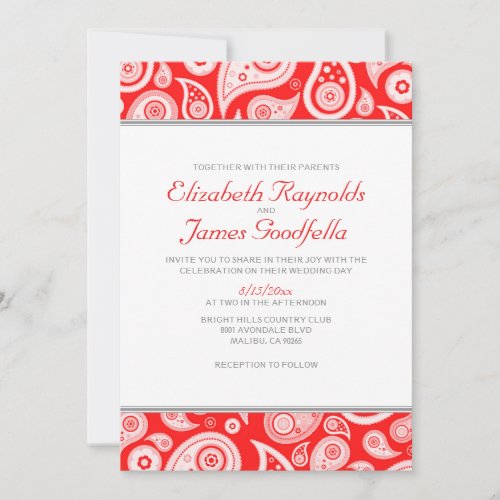 Red Paisley Wedding Invitations