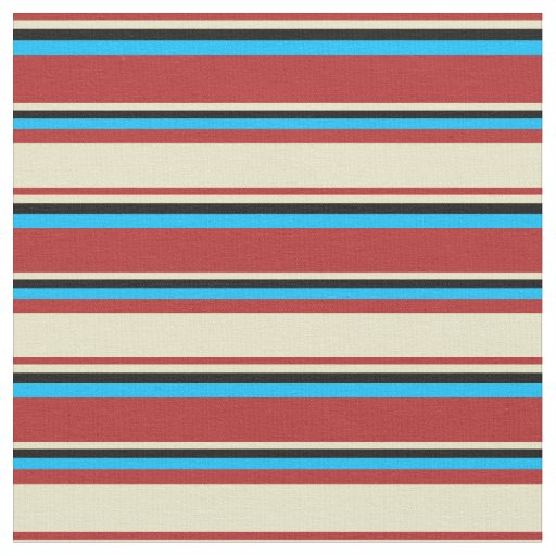 Red, Pale Goldenrod, Black, and Deep Sky Blue Fabric
