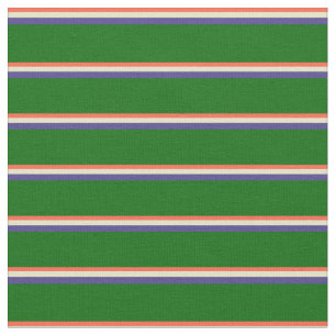 Red, Pale Goldenrod, Dark Slate Blue & Dark Green Fabric
