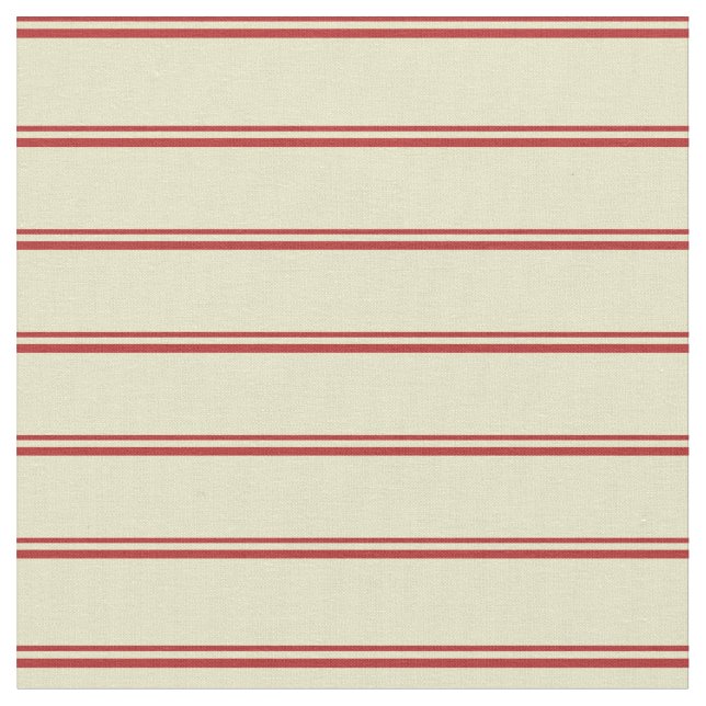 Red & Pale Goldenrod Lines Fabric (Close Up)