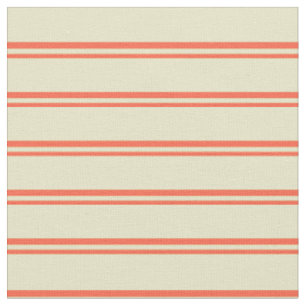 Red & Pale Goldenrod Pattern of Stripes Fabric