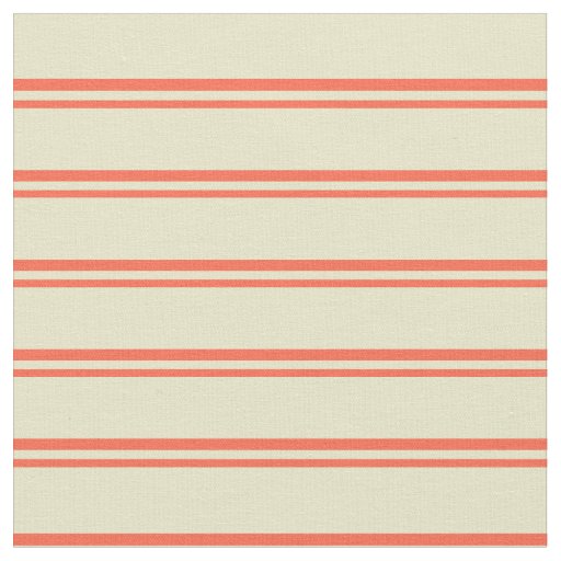 Red & Pale Goldenrod Pattern of Stripes Fabric