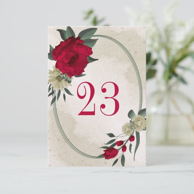 red pale yellow flowers geometric table number (Standing Front)