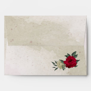 red pale yellow flowers wedding envelope