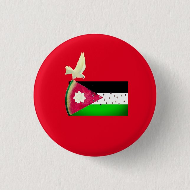 Red Palestine Support Watermelon Designs Button (Front)