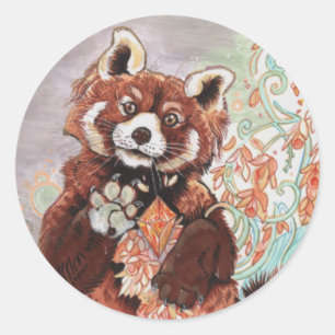 Red Panada Crystaline Vibes Art Classic Round Sticker