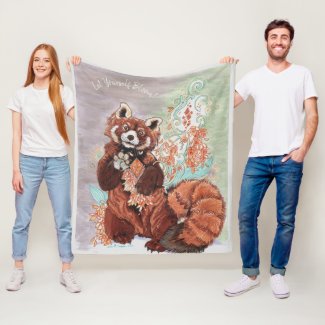 Red Panada Crystaline Vibes Art  Fleece Blanket