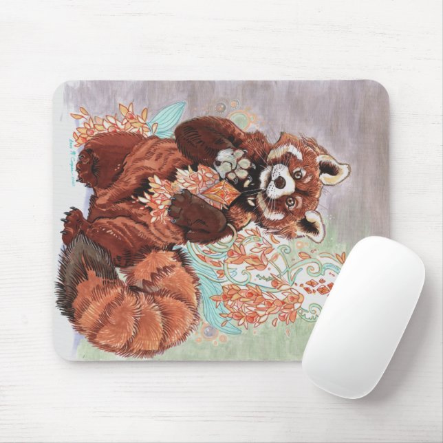 Red Panada Crystaline Vibes Art Mouse Pad (With Mouse)