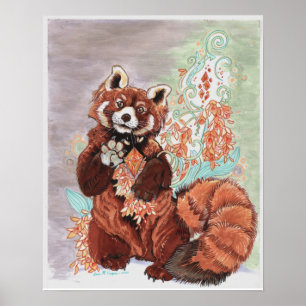 Red Panada Crystaline Vibes Art Poster