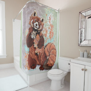 Red Panada Crystaline Vibes Art   Shower Curtain