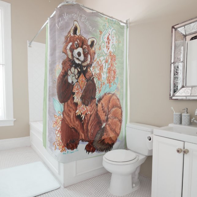 Red Panada Crystaline Vibes Art   Shower Curtain (In Situ)