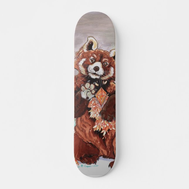 Red Panada Crystaline Vibes Art  Skateboard (Front)