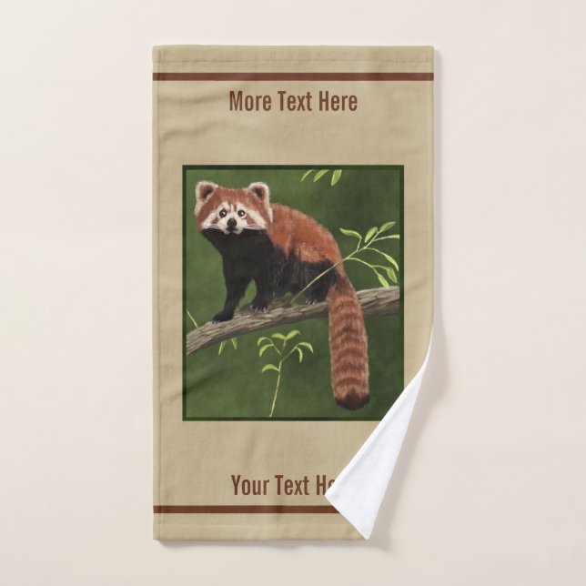 Red Pand On Old Paper Hand Towel (Hand Towel)