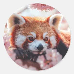 Red Panda Among Cherry Blossoms  Classic Round Sticker