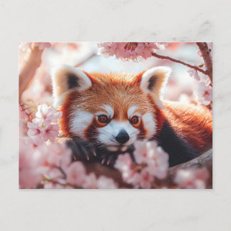 Red Panda Among Cherry Blossoms Holiday Postcard