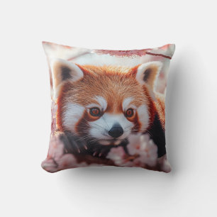 Red Panda Among Cherry Blossoms  Throw Pillow